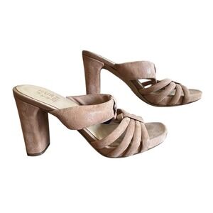 Naturalizer Slip On Open Toe Jordy Leather Sandals Womens Size 8M Light Brown